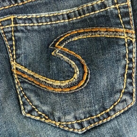 Y2K Western Mid Rise Cutoff Denim Shorts Raw Hem Medium Wash Silver - Picture 9 of 12